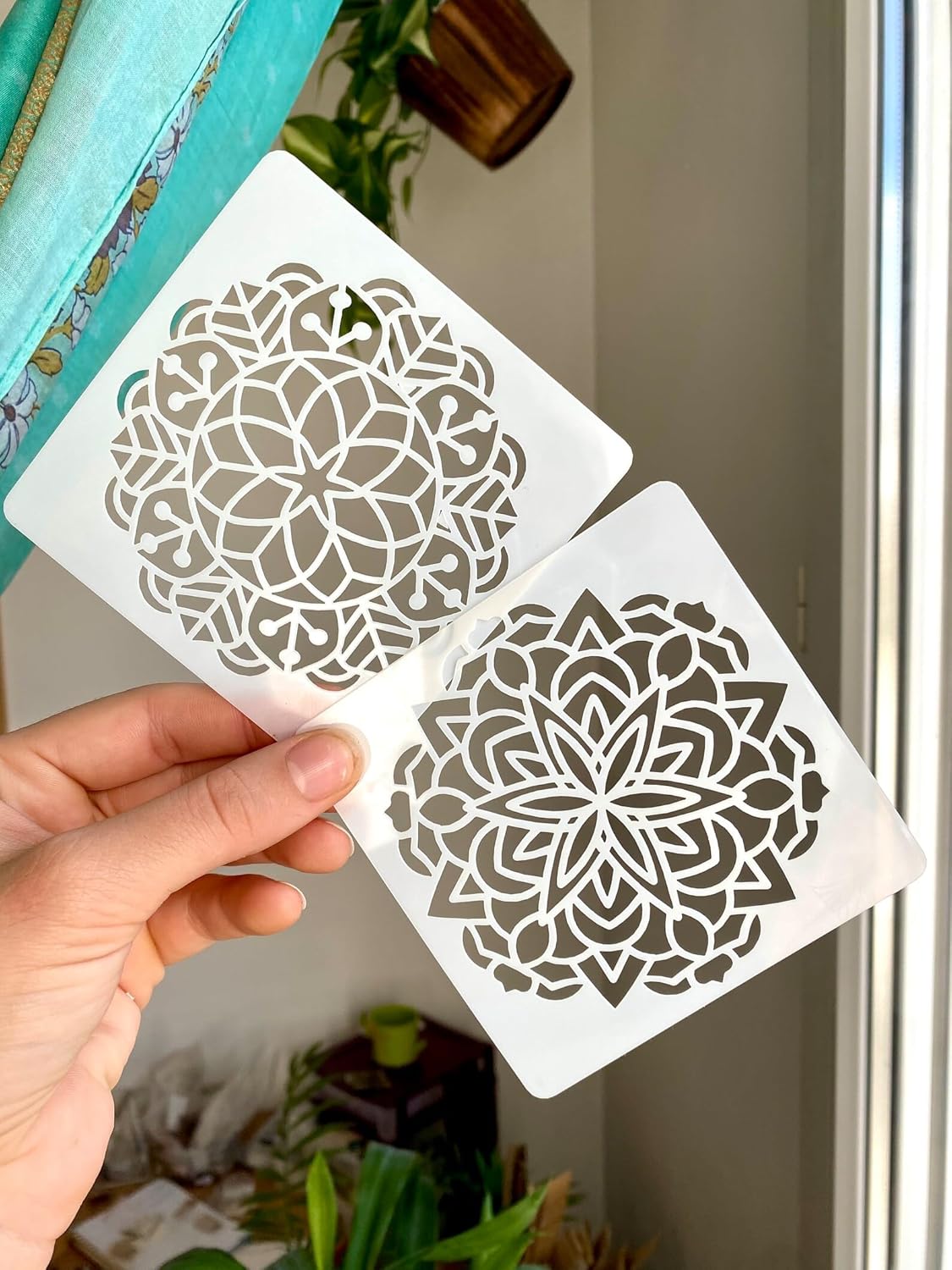 Pack of 9 Mandala Stencil for Painting – 3.93 Inch Plastic Flower Mandala Stencils